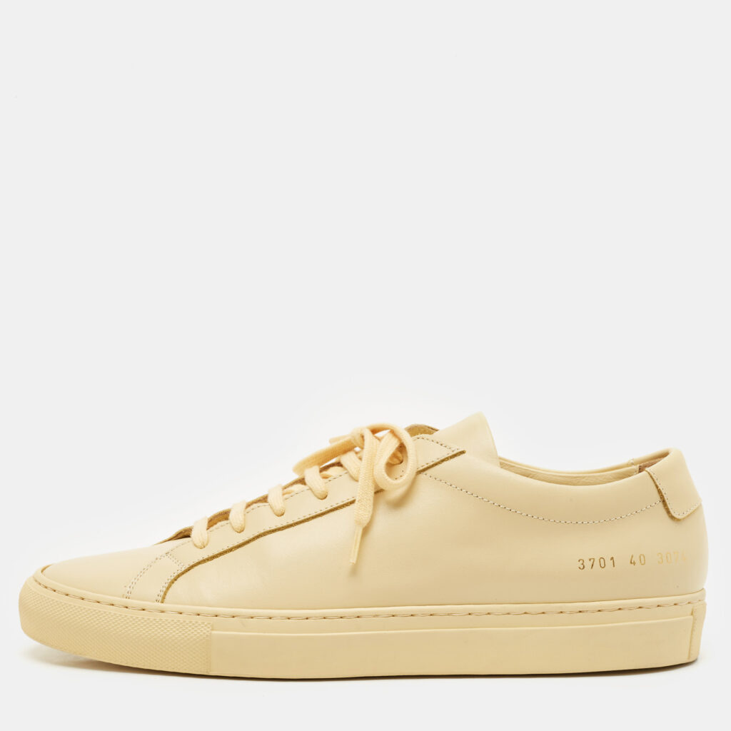 luxury-women-common-projects-used-shoes-p1155136-003 Common Projects Cream Leather Achilles Low Top Sneakers Size 40