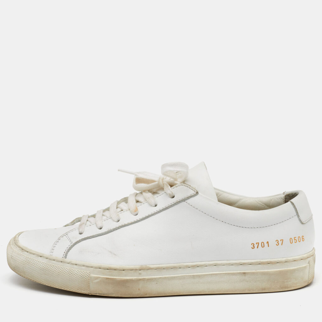 luxury-women-common-projects-used-shoes-p827283-011 Common Projects White Leather Achilles Low Top Sneakers Size 37