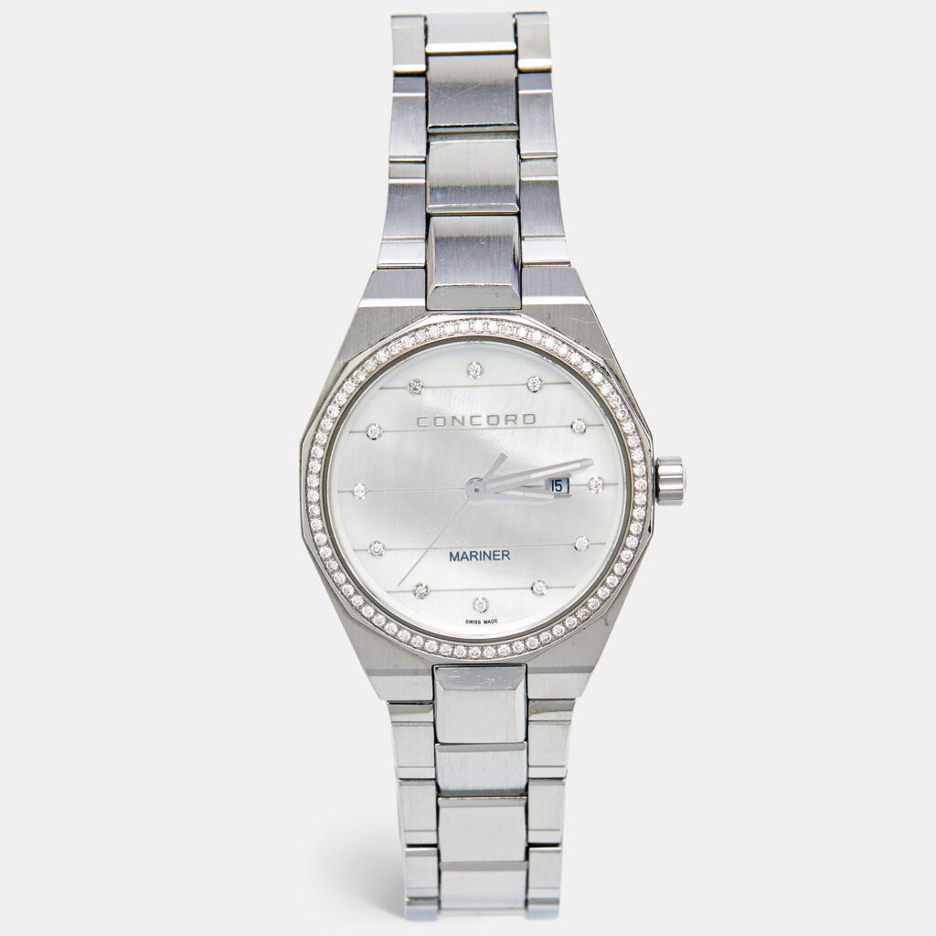 luxury-women-concord-used-watches-p1137601-001.jpg Concord Mother Of Pearl Diamond Stainless Steel Mariner 320274 Women's Wristwatch 30 mm