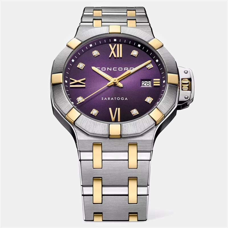 luxury-women-concord-used-watches-p1152878-001 Concord Purple Stainless Steel Saratoga 0320584 Quartz Women's Wristwatch 31 mm