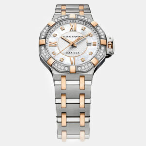 Concord White MOP 18K Rose Gold Stainless Steel Saratoga 0320433 Quartz Women's Wristwatch 31 mm