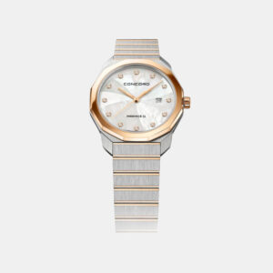 Concord White MOP Diamond 18k Rose Gold Stainless Steel Mariner SL 0320470 Quartz Women's Wristwatch 30 mm