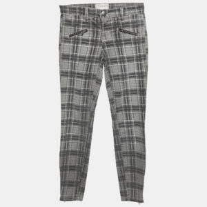 Current Elliot Grey Plaid Cotton Soho Zip Stiletto Pants S Waist 24"