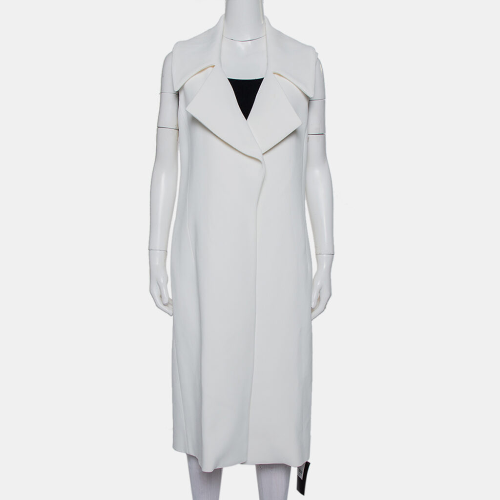 luxury-women-cushnie-et-ochs-used-clothes-p434043-008 Cushnie et Ochs White Crepe Collared Open Front Coat S