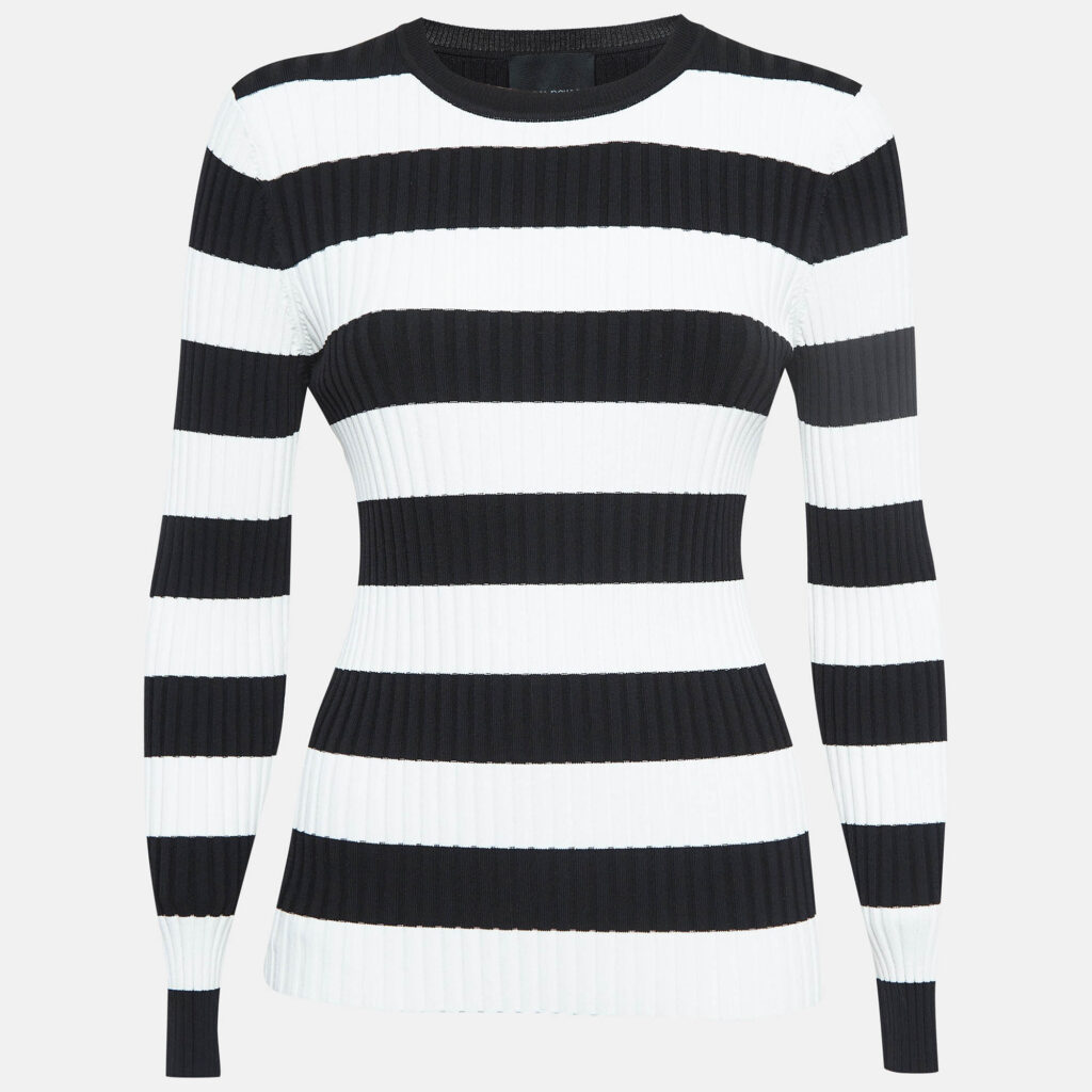 luxury-women-cynthia-rowley-used-clothes-p1024334-001 Cynthia Rowley Black/White Stripe Patterned Full Sleeve Sweater M