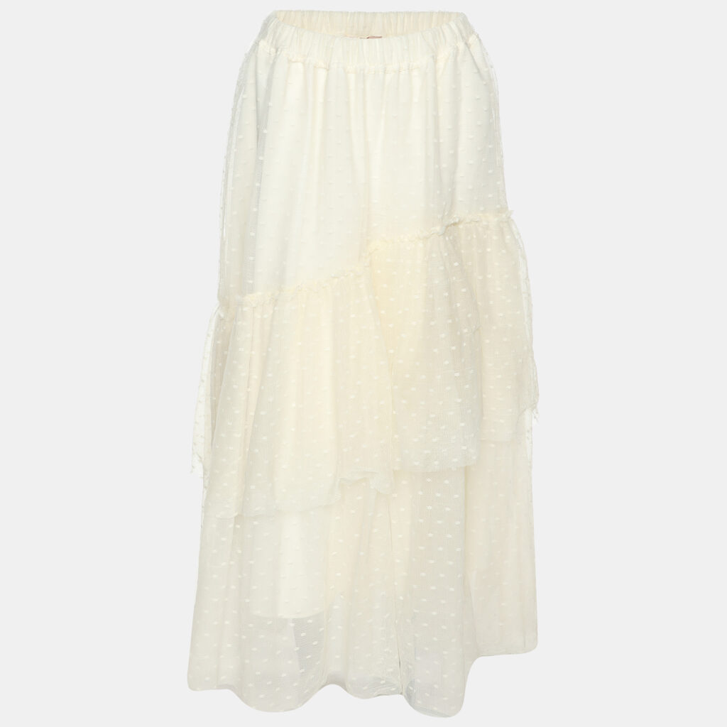 luxury-women-dan-more-used-clothes-p1147443-004 Twinset Cream Tulle Pleated Midi Skirt M