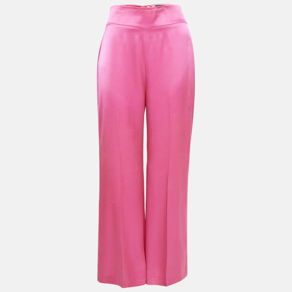 luxury-women-david-koma-used-clothes-p1110627-001 David Koma Pink Satin Lace-Up Detail Wide Leg Trousers S