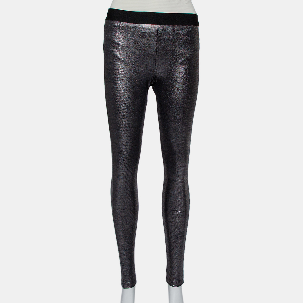 luxury-women-david-lerner-used-clothes-p433977-009 David Lerner Metallic Coated Knit Leggings L