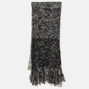 D&G Grey/White Wool & Mohair Knit Fringed Muffler