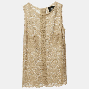 D&G Beige Lace Sleeveless Sheer Top S