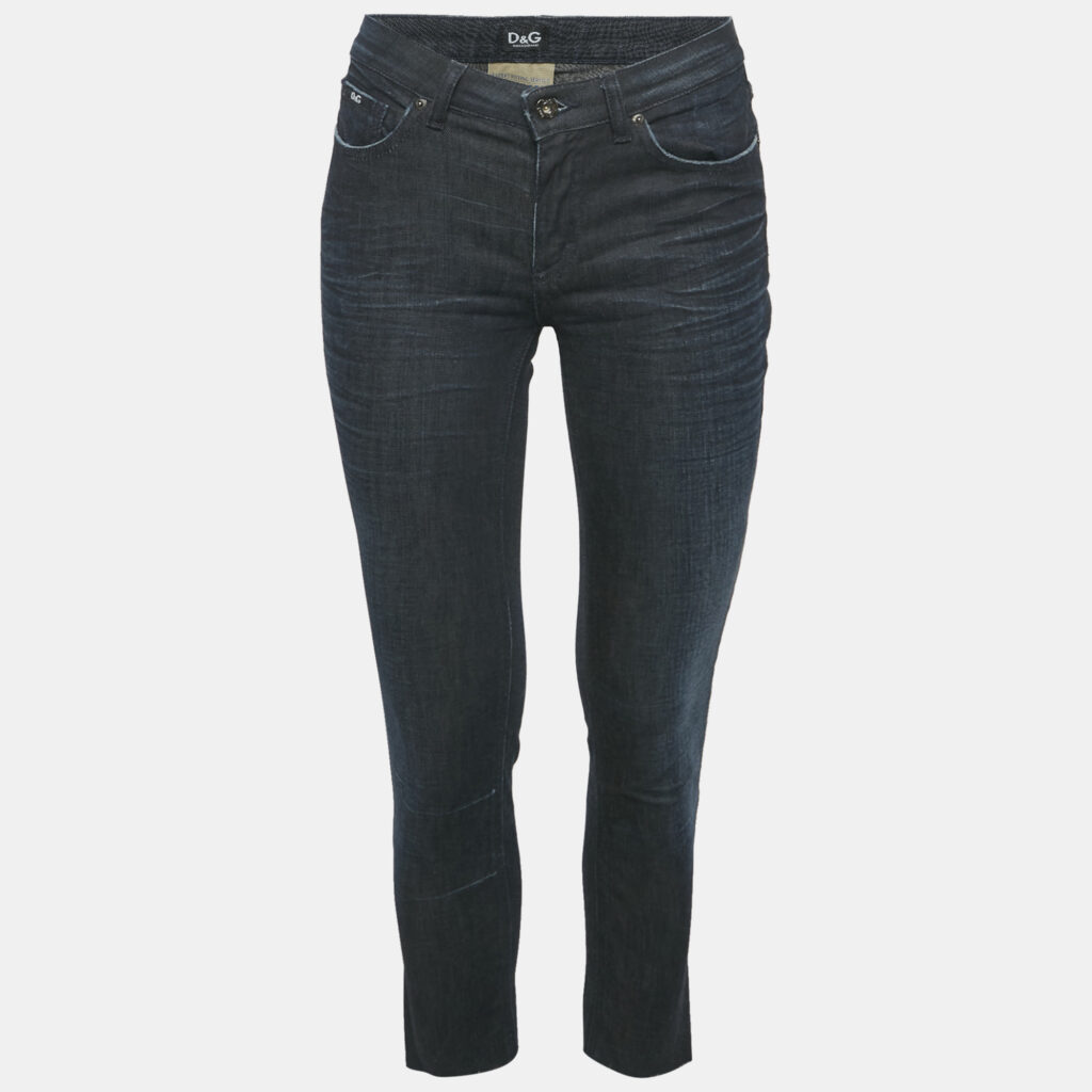 D&G Blue Washed Denim Raw Edge Jeans S Waist 26"