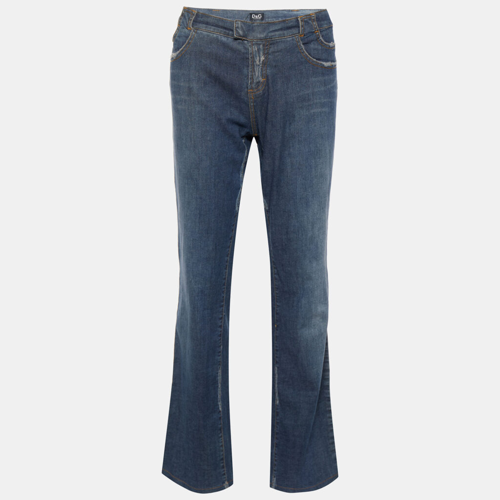 luxury-women-dg-used-clothes-p775145-003 D&G Blue Distressed Denim Straight Leg Jeans M