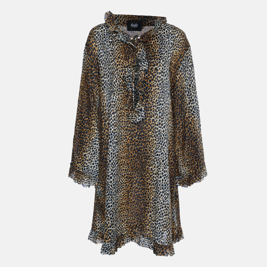 luxury-women-dg-used-clothes-p862904-003 D&G Brown Animal Printed Cotton Shift Dress M