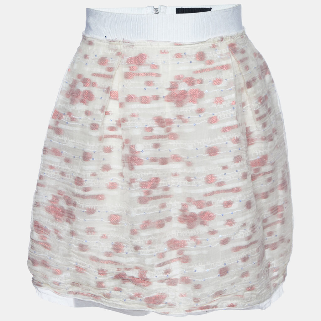 luxury-women-dg-used-clothes-p984133-004 D&G White Fil Coupe Silk Mini Skirt XS