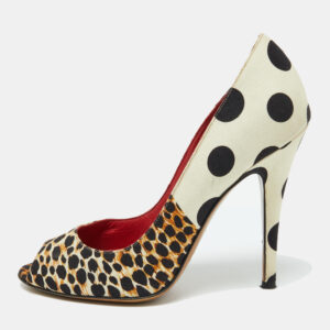 D&G Multicolor Printed Canvas Peep Toe Pumps Size 39