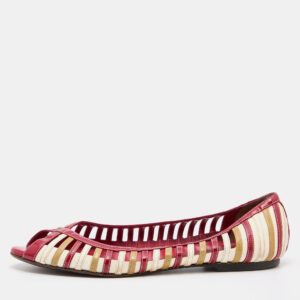 D&G Tri Color Patent Leather Open Toe Flats Size 40