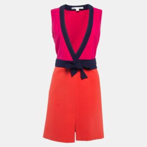 Diane Von Furstenberg Pink/Orange Crepe Wrap Mini Dress S