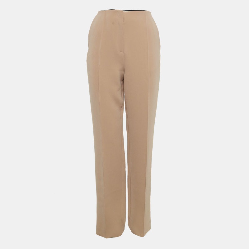 luxury-women-diane-von-furstenberg-used-clothes-p1026311-1724301562-006 Diane Von Furstenberg Tan Brown Stretch Crepe High-Rise Trousers M
