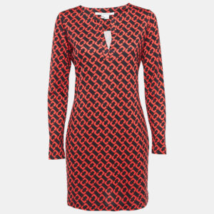Diane Von Furstenberg Red Printed Silk Jersey Mini Dress M