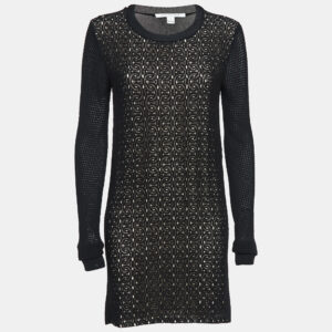 Diane Von Furstenberg Black Lace & Jersey Mini Dress S