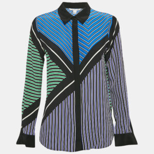 Diane Von Furstenberg Multicolor Striped Silk Valentina Shirt M