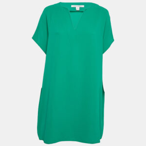 Diane Von Furstenberg Green Crepe Kora Tunic Shift Dress M