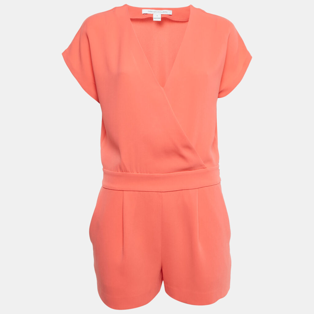 luxury-women-diane-von-furstenberg-used-clothes-p1093942-005 Diane Von Furstenberg Pink Crepe Emerson Romper S