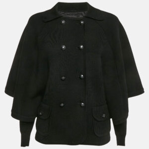 Diane Von Furstenberg Black Wool Abbe Cardigan Cape S
