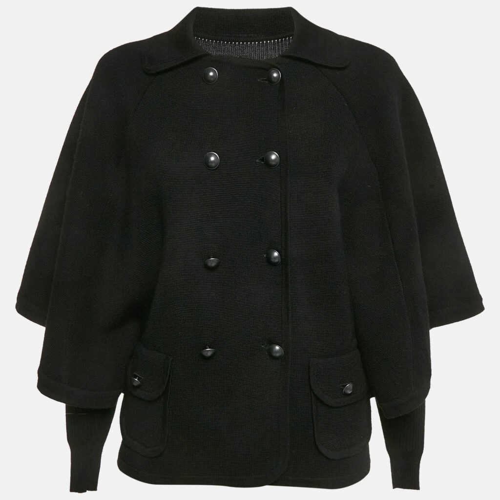 luxury-women-diane-von-furstenberg-used-clothes-p1094100-001 Diane Von Furstenberg Black Wool Abbe Cardigan Cape S