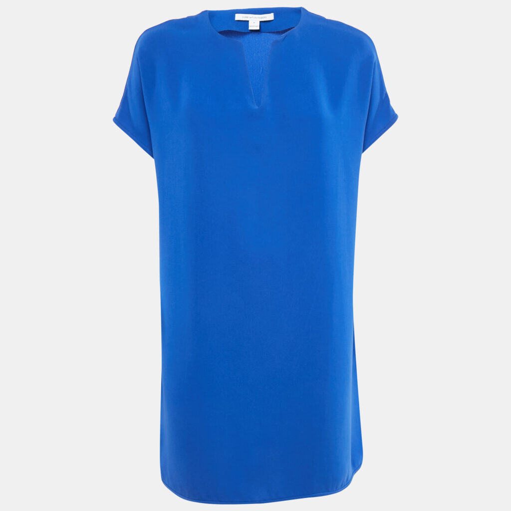 luxury-women-diane-von-furstenberg-used-clothes-p1105263-005 Diane Von Furstenberg Royal Blue Crepe Oversized Mini Kora Dress S