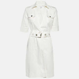 Diane Von Furstenberg White Denim Mead Wrap Dress M