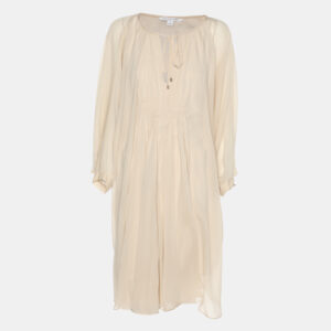 Diane Von Furstenberg Beige Silk New Fleurette Kimono Dress  L