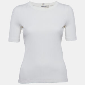 Diane Von Furstenberg White Rib Knit T-Shirt S