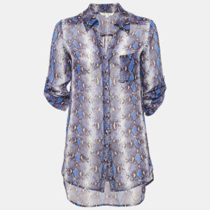 Diane Von Furstenberg Purple Printed Silk Button Front Shirt S