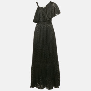 Diane Von Furstenberg Black Chiffon Dobby Wrap Dress S