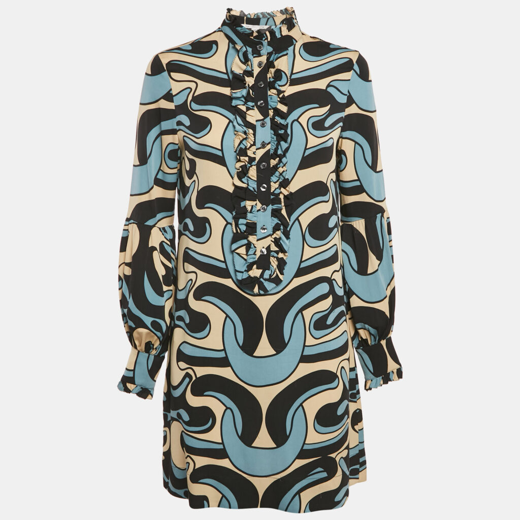 luxury-women-diane-von-furstenberg-used-clothes-p1169981-005 Diane Von Furstenberg Multicolor Printed Silk Shift Dress M