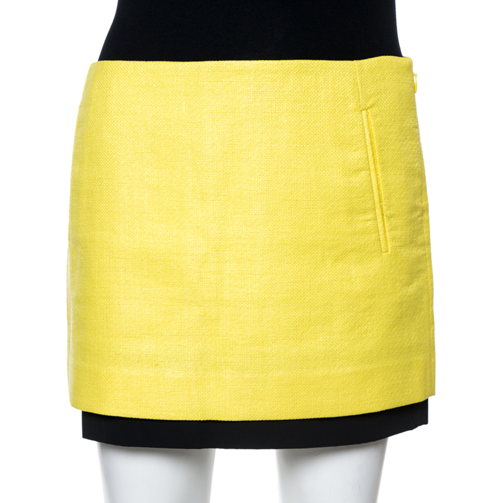 luxury-women-diane-von-furstenberg-used-clothes-p355720-007 Diane Von Furstenberg Yellow Coated Raffia Elley Mini Skirt S