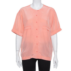 Diane Von Furstenberg Pink Silk Pocket Detail Oversized Dana Top S