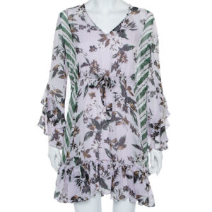 Diane Von Furstenberg Multicolor Silk Ruffled Oversized Mini Dress XS