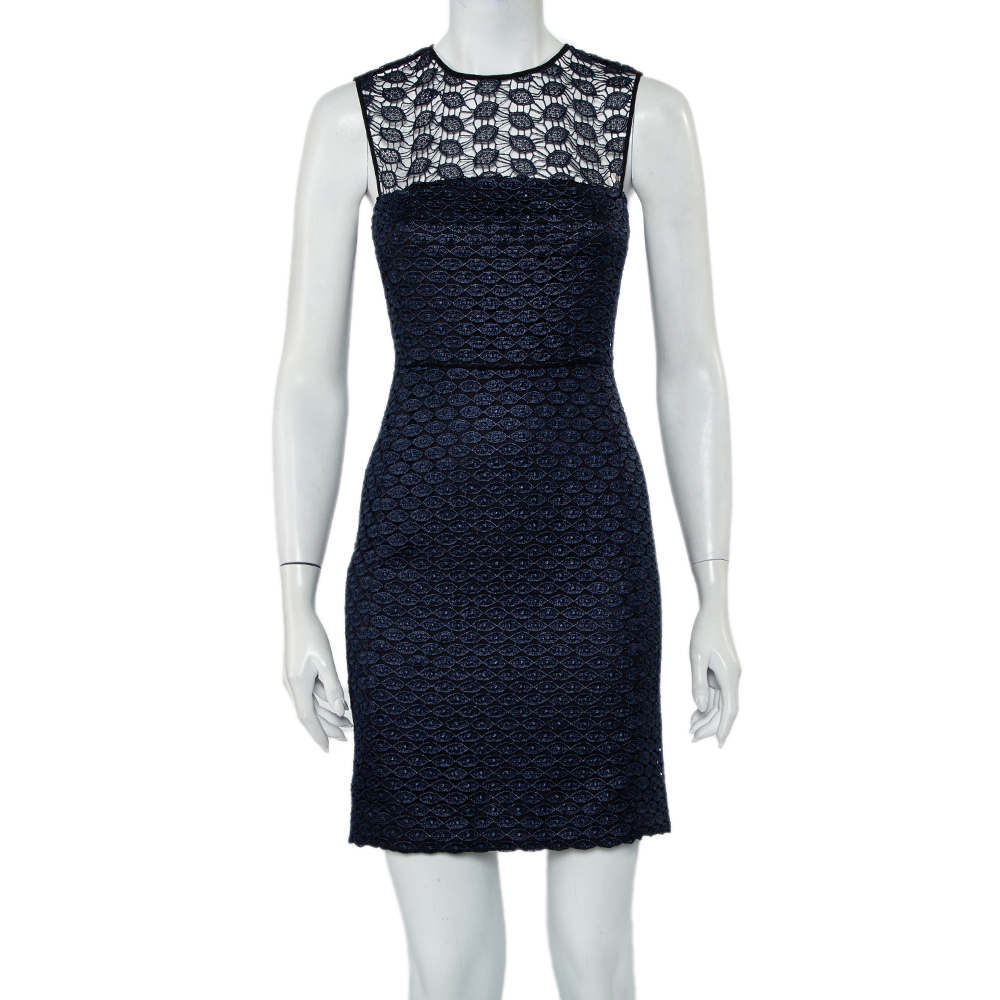 luxury-women-diane-von-furstenberg-used-clothes-p440451-004 Diane Von Furstenberg Navy Blue Kinchu SG Lace Dress S