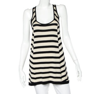 Diane Von Furstenberg Beige & Black Striped Knit Racer Back Tank Top S