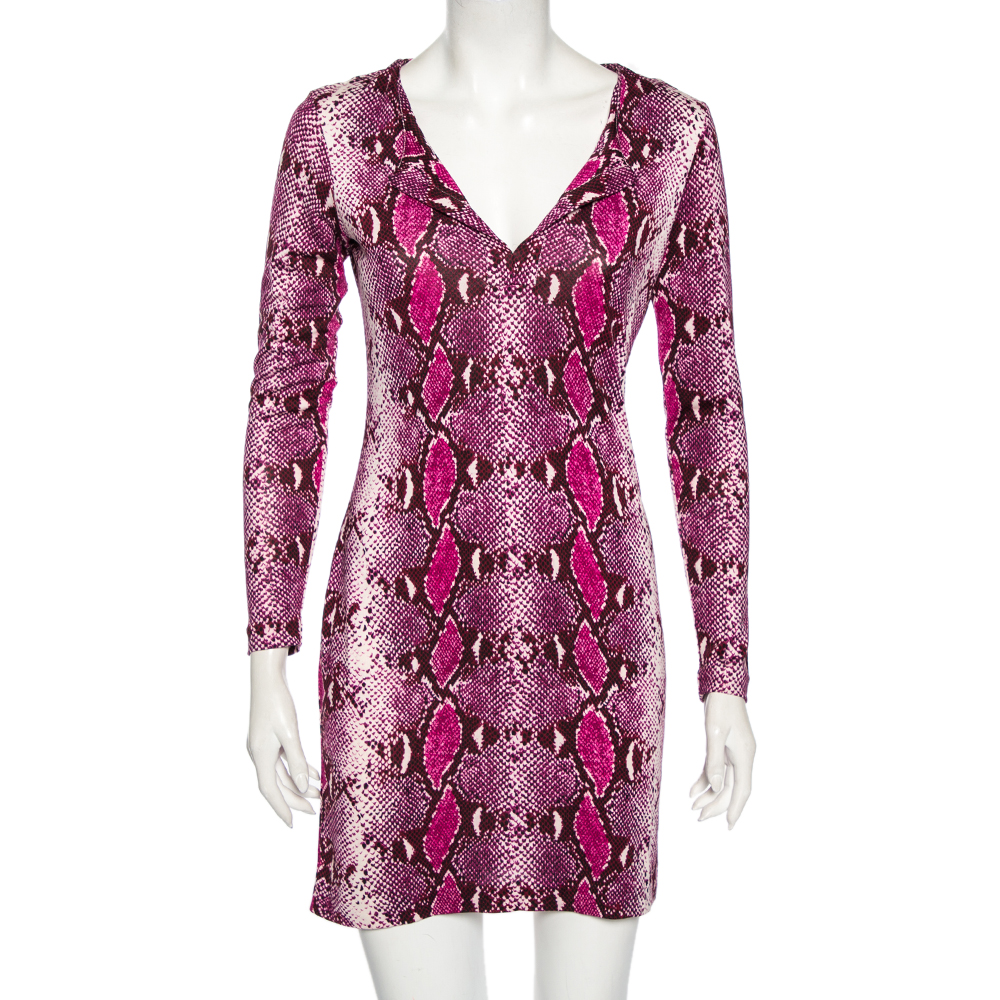 luxury-women-diane-von-furstenberg-used-clothes-p494876-003 Diane von Furstenberg Purple Animal Print Silk Reina Long Sleeve Dress S