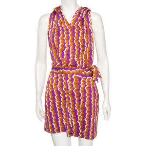 Diane von Furstenberg Multicolored Silk Mylene Mini Wrap Dress S