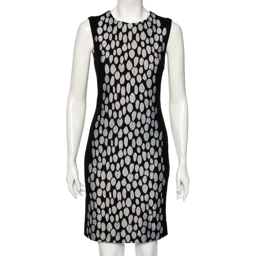 luxury-women-diane-von-furstenberg-used-clothes-p514779-004-2 Diane von Furstenberg Black Knit And Textured Inset Detailed Tilda Dress S