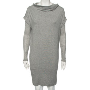 Diane von Furstenberg Grey Knit Financier Sweatshirt Dress S