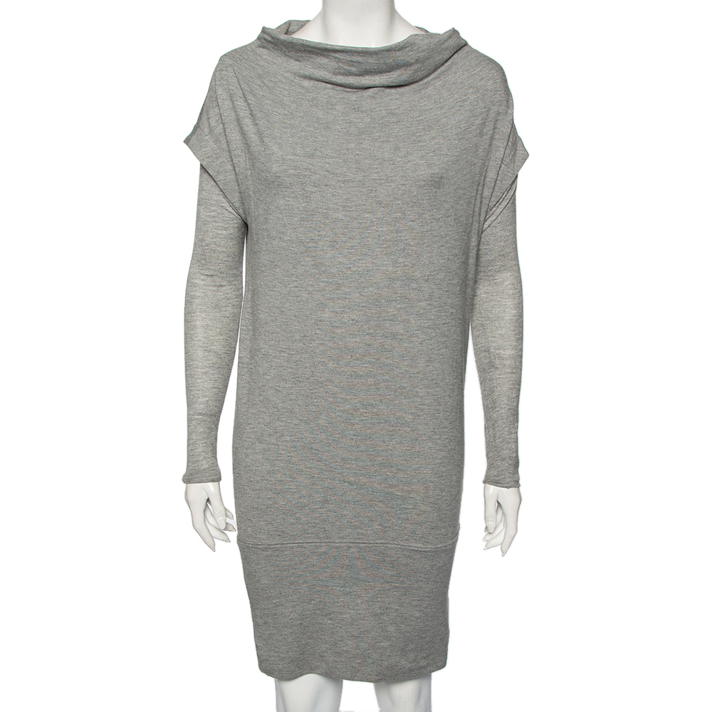 luxury-women-diane-von-furstenberg-used-clothes-p514915-003 Diane von Furstenberg Grey Knit Financier Sweatshirt Dress S