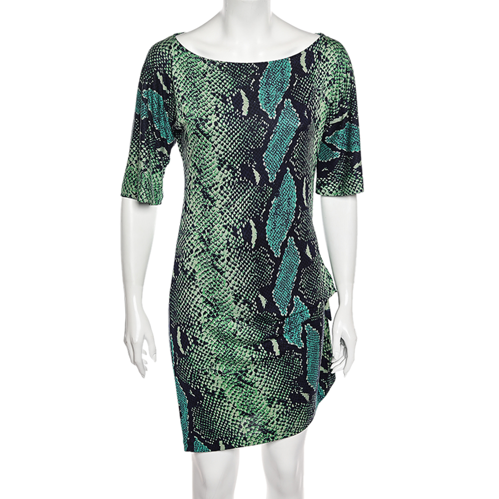 luxury-women-diane-von-furstenberg-used-clothes-p562317-003-1 Diane von Furstenberg Green Printed Silk Knee Length Dress S