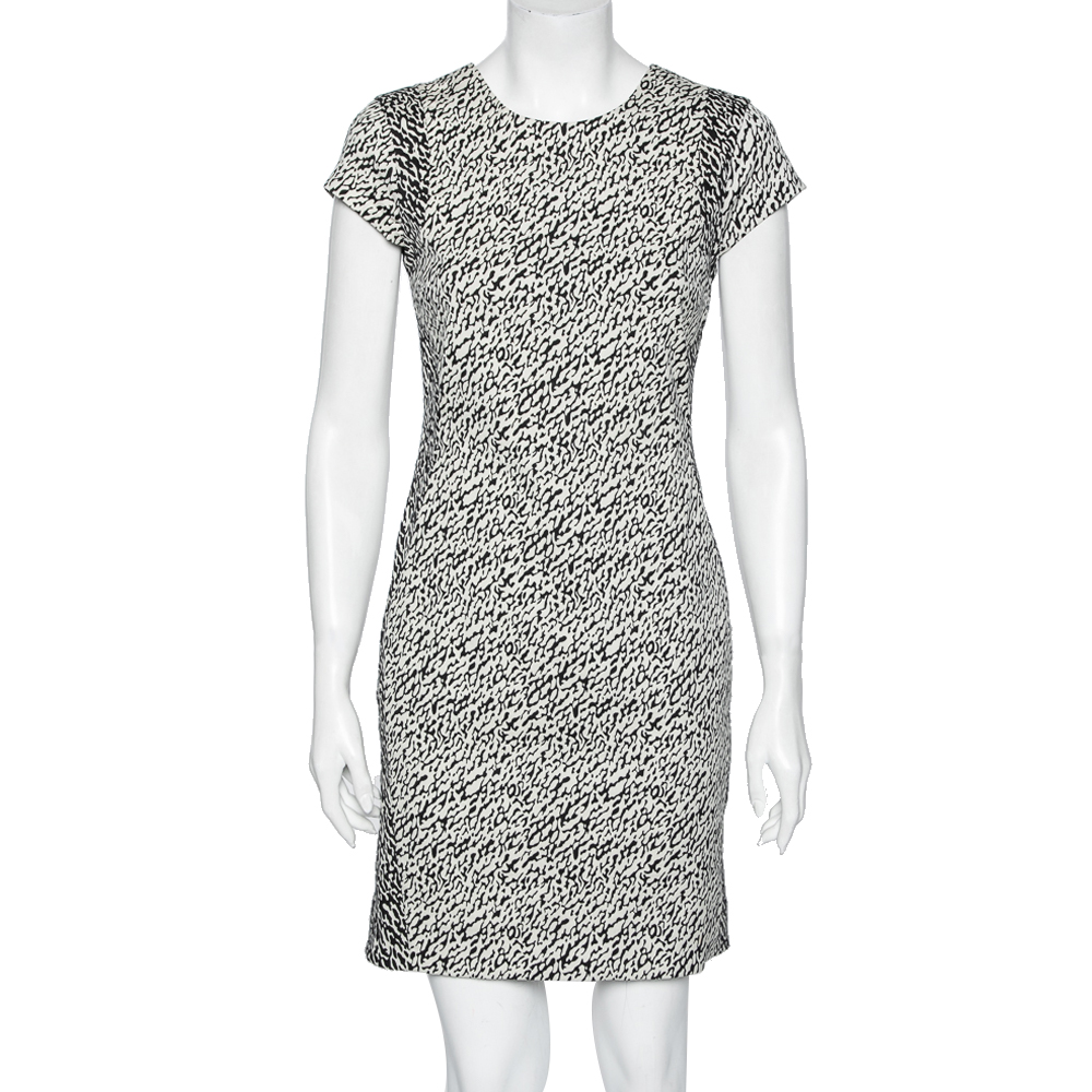 luxury-women-diane-von-furstenberg-used-clothes-p587247-001-2 Diane Von Furstenberg Monochrome Cotton Wave Jacquard Pele Snake Dress M