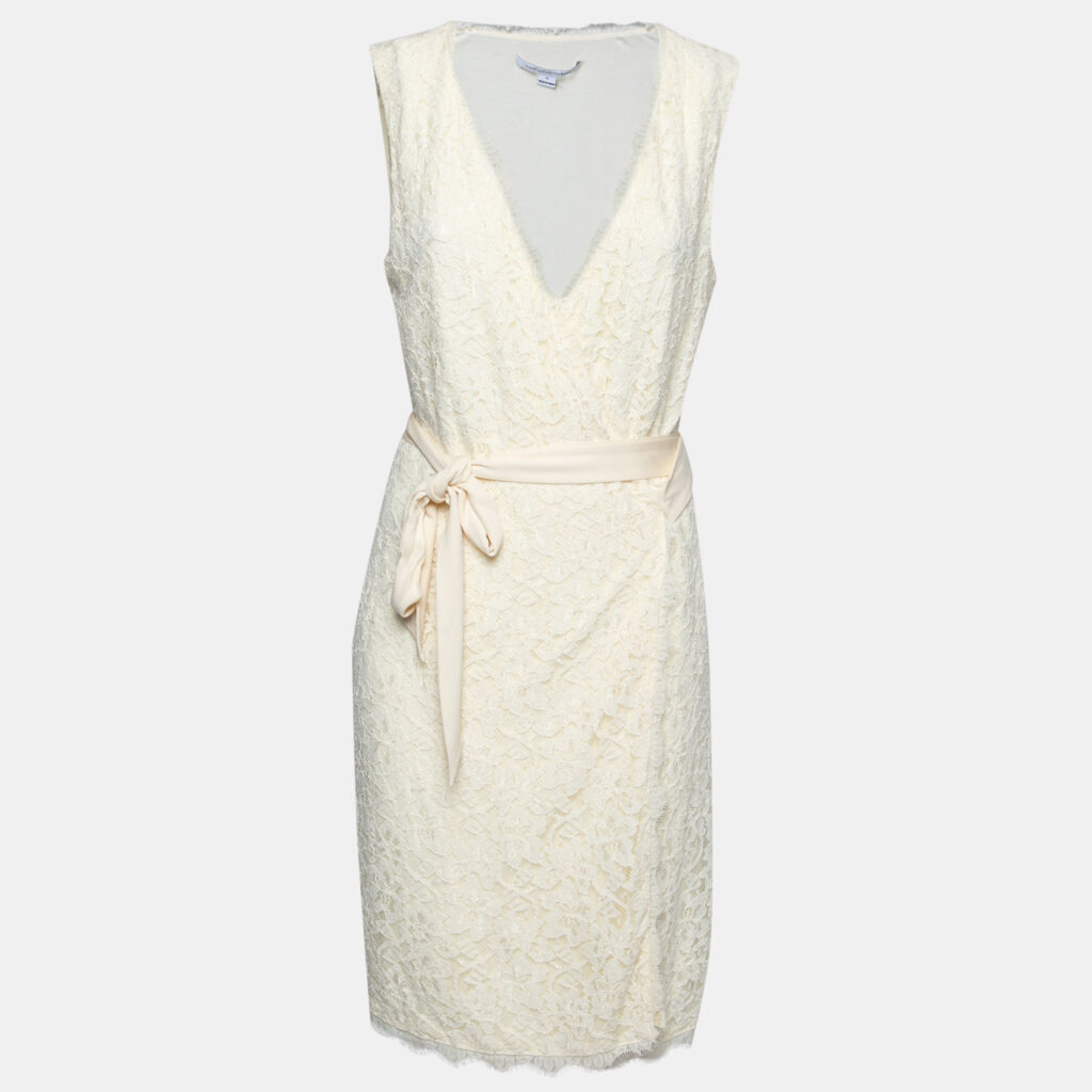 luxury-women-diane-von-furstenberg-used-clothes-p669568-001-1 Diane Von Furstenberg Cream Lace Wrap Dress L