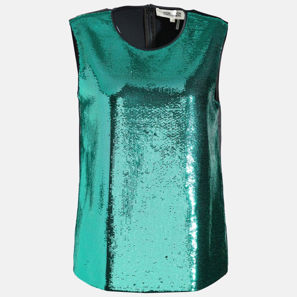 luxury-women-diane-von-furstenberg-used-clothes-p725449-002 Diane von Furstenberg Green Sequined Tank Top P